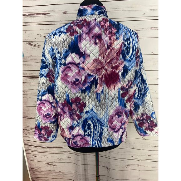 Alfred Dunner Women's Multicolor Floral‎ Zippered Jacket Purple Blue 10P - Picture 3 of 5